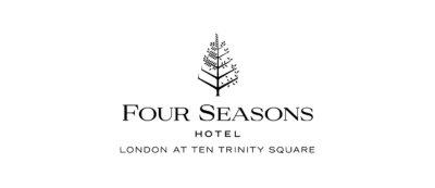 Four Seasons Hotel logo with text 'London at Ten Trinity Square' on a white background
